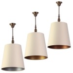 Lampa wisząca kremowa satynowa z mosiężną kolumienką, trzy kolory wnętrza