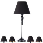 Rustykalna lampka stołowa satyna czarna, 3 kolory środka