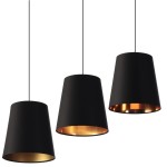 Lampa wisząca stożek czarny, 3 rodzaje złota do wyboru