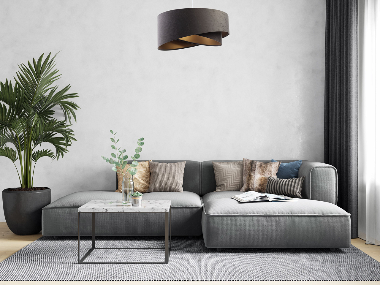 Arianna, lampa beżowo złota - aranżacja inspiracja